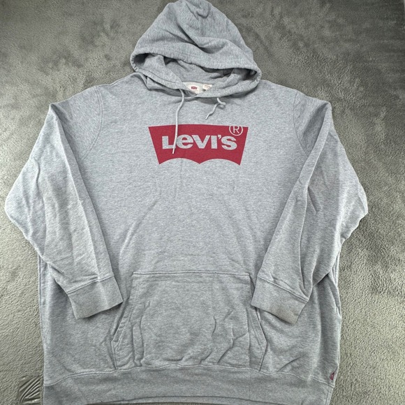 Levis Mens Gray Big Logo Hoodie Pullover Sweatshirt Size‎ 4XLT - Picture 2 of 10